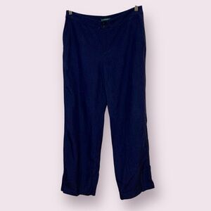 Lauren Ralph Lauren Silk & Linen Trouser Pants Dark Navy Blue Size 10